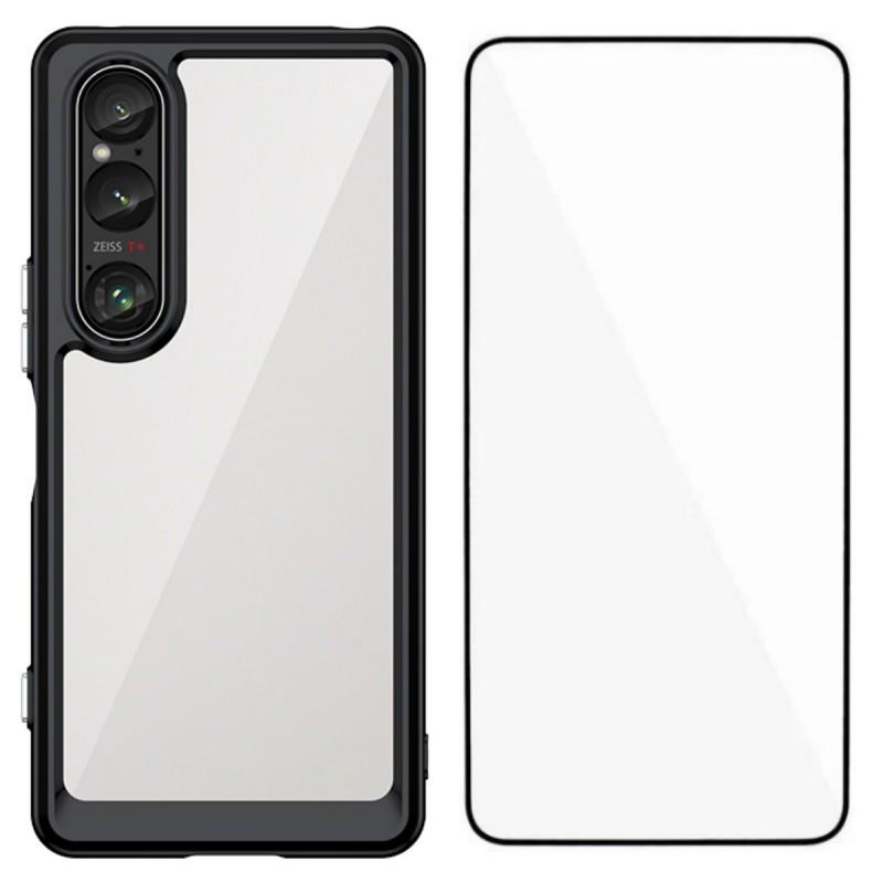 For Sony Xperia 1 VI Phone Case WANLONFENG XC Series TPU Acrylic Cover with Tempered Glass (Big Lens Hole)