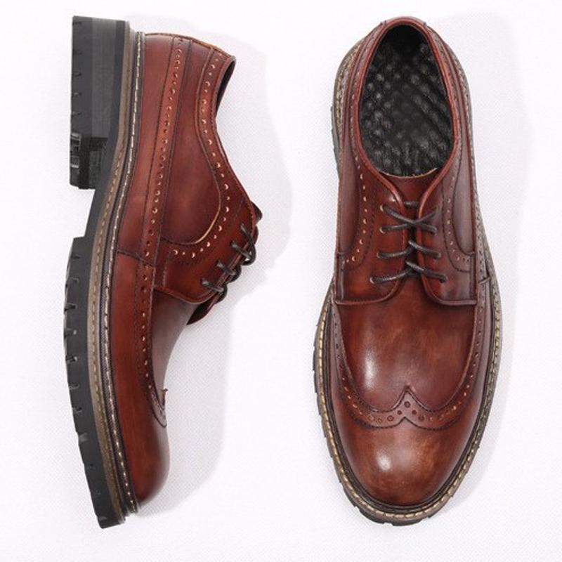 Vīriešu Brogues Oxford Biezā Zole Apaļa