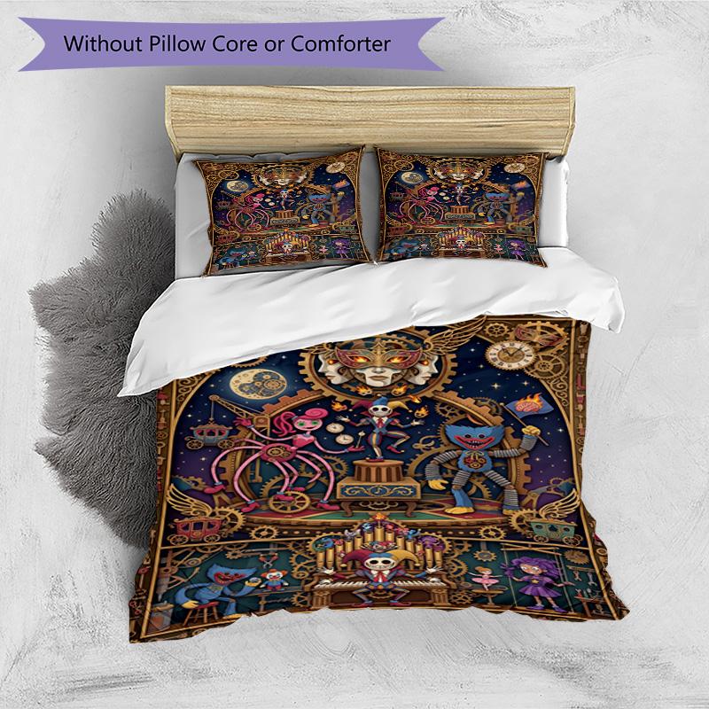 3pcs Duvet Cover Set (1*Duvet Cover + 2*Pillowcase, Without Core), Poppy Playtime Print Bedding Set, Bedroom Decor, All‑Season, Birthday Gift