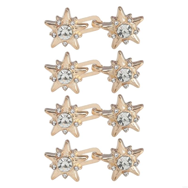 

4 Pairs Star Trousers Waist Tightener Detachable Jeans Waist Buckle Button Pins No Sewing Required Jeans Button Pin X3UC золотой