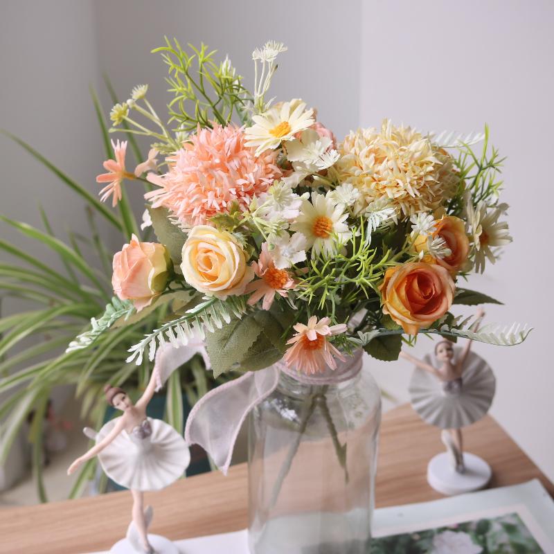 1 Stück Kunstblume Hochzeit Zuhause Schlafzimmer Dekoration Brautstrauß Hortensien Vase für Außen