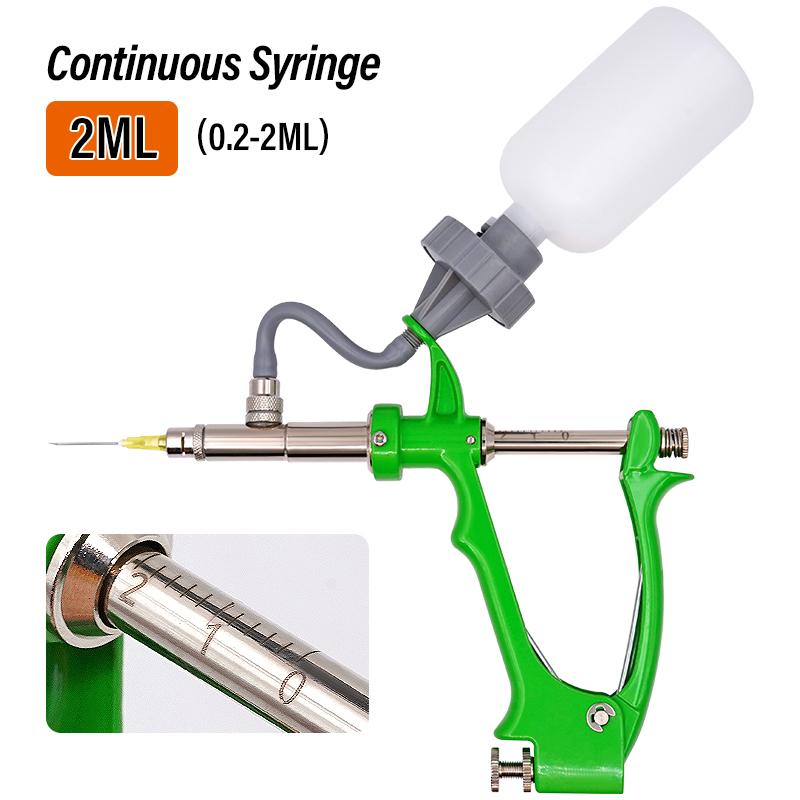 New Automatic Animal Continuous Syringe Veterinary Equipment with Bottles Vaccination Double Vaccine Bottle 2ML/5ML