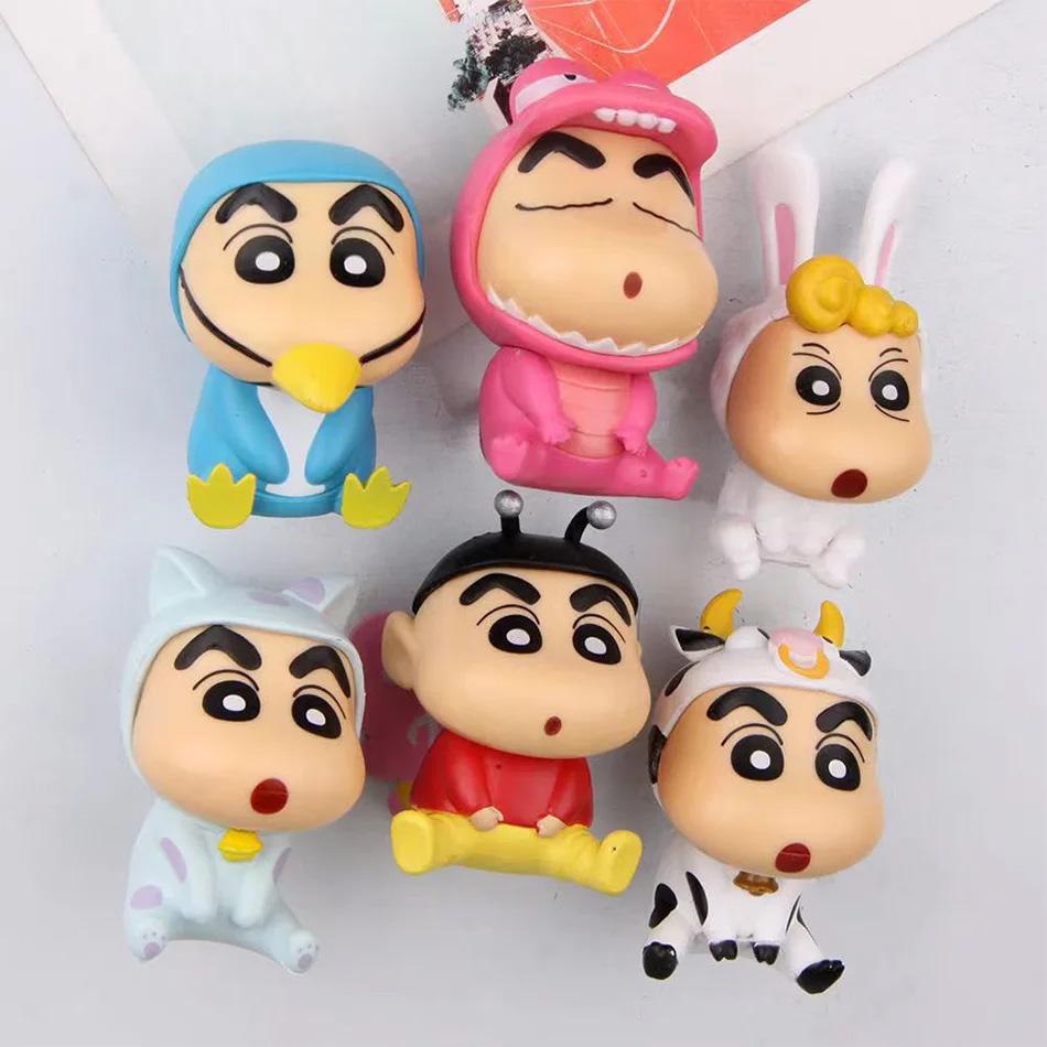 Crayon Shin-Chan Figures  Kawaii Anime Desktop Ornaments Cartoon Watching TV Phone Support Cute Doll Decorations toy