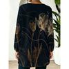 Women's large size with pocket design gold flower embroidered loose T-shirt women's autumn new long-sleeved fashion temperament versatile medium