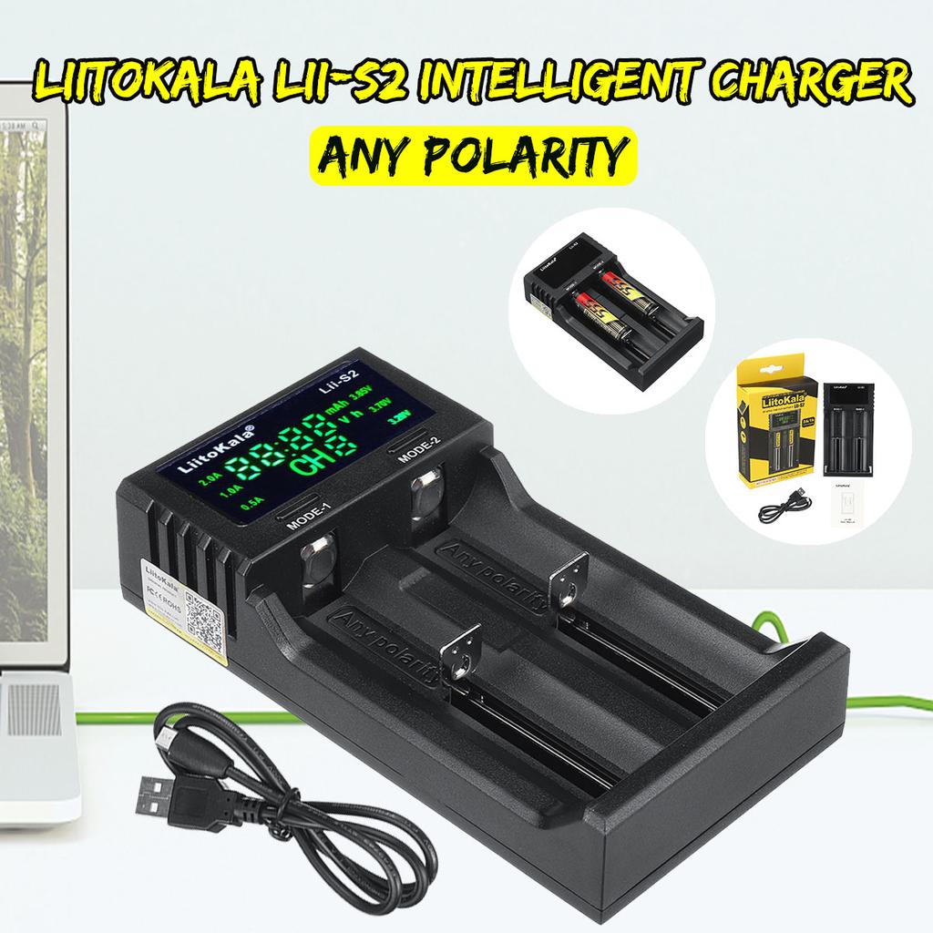LiitoKala Lii-S2 DC 5V2A Smart Battery Charger Double Slot with Power Display