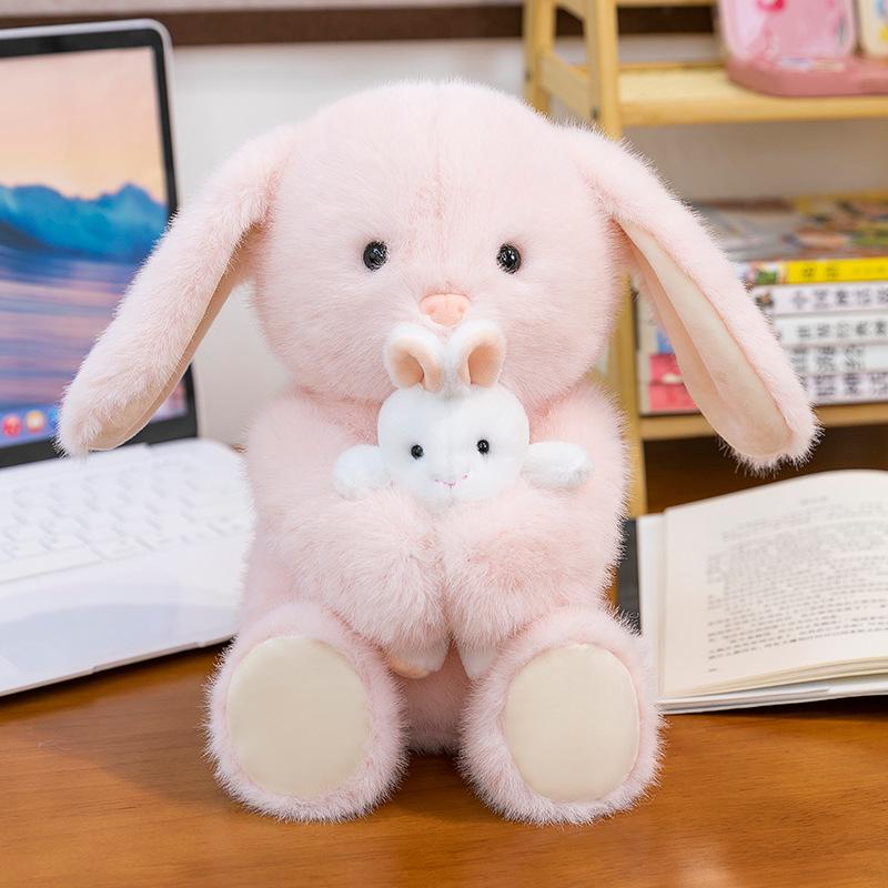 New Mother and Son Fox Plush Toy Girl Birthday Gift Pink Rabbit Sleeping Pillow Duck Ornament Puppy Doll