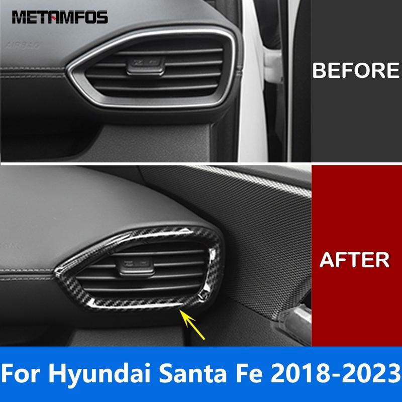 Side Front Air Condition Vent Outlet Cover Trim For Hyundai Santa Fe 2018 Carbon Fiber Car Accessories