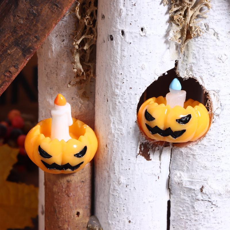 3Pcs/Set Dollhouse Pumpkin Lantern Candle Holder Model Halloween Mini Decoration Micro Landscape Horror Ornament Dollhouse Toys
