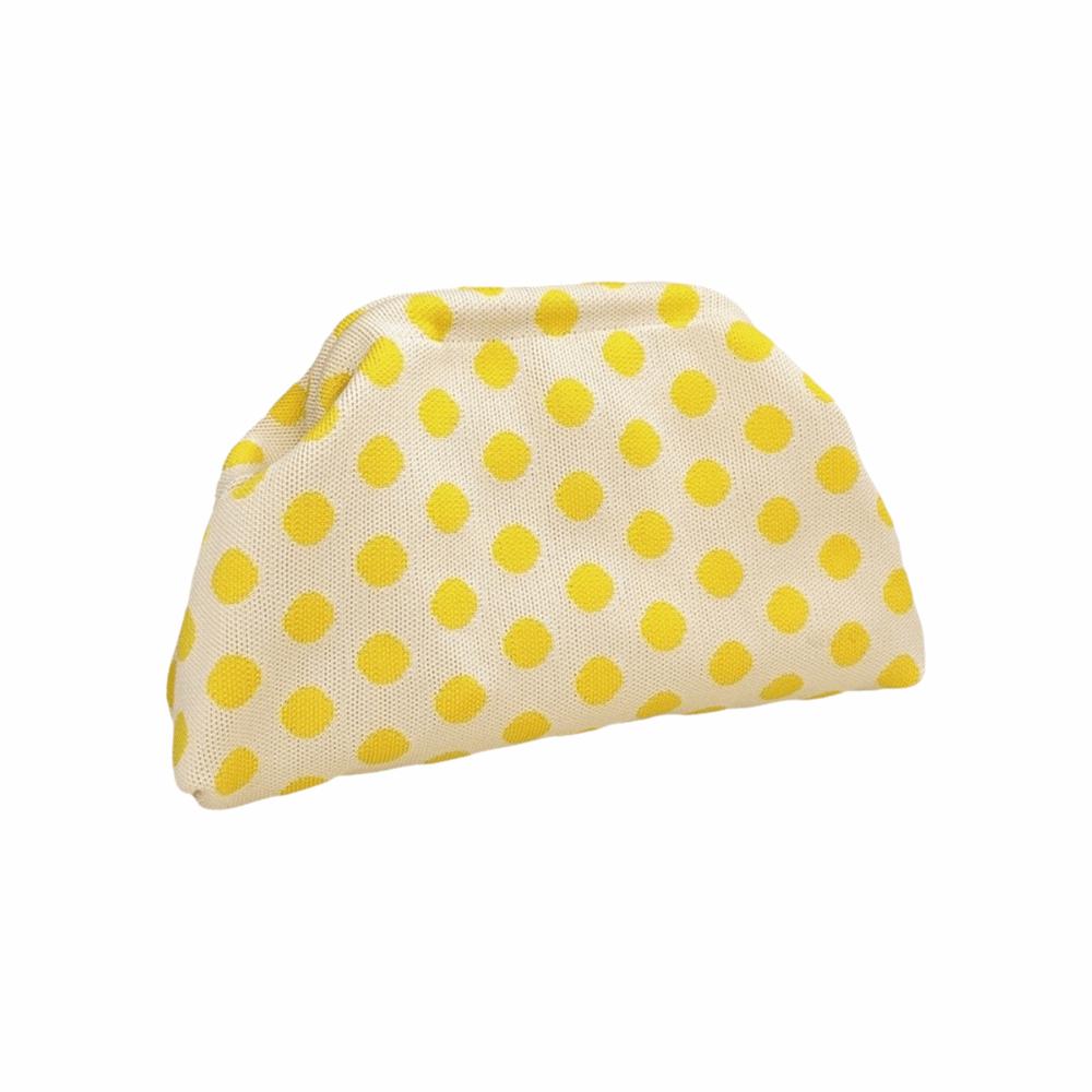 Color-Blocking Polka Dot Makeup Bag Large Capacity Portable Retro Cosmetic Pouch Stylish Durable Large Capacity Clutch Bag жёлтый