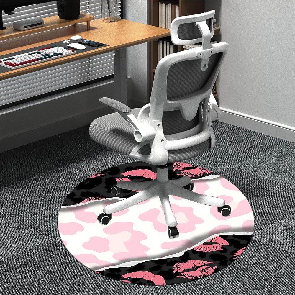 

1pc Leopard Kisses Office Round Area Rug, Mat Suitable ForOffice, Under Office Chairs Bedroom Living Room Home Decor, Room Deco 80cm