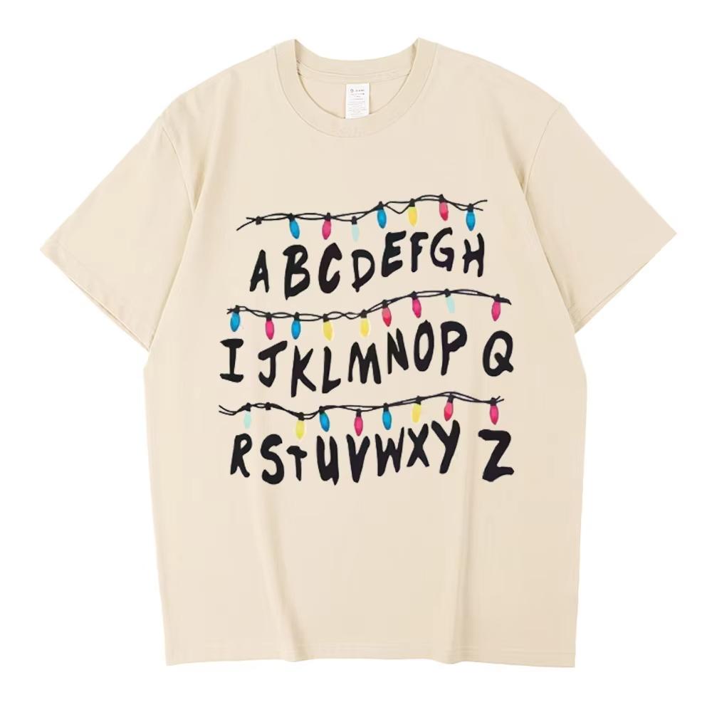 

2026 High Quality Cotton Stranger Christmas Light T-shirt Monster Graphic fashion cotton T Shirts Gothic Fashion Vintage Tees S разноцветный