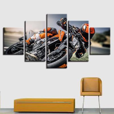 Modular Framework Painting HD Printing Modern 5 Pieces Motorcycle Riders Canvas Pictures Posters Art Living Room Wall Decoration