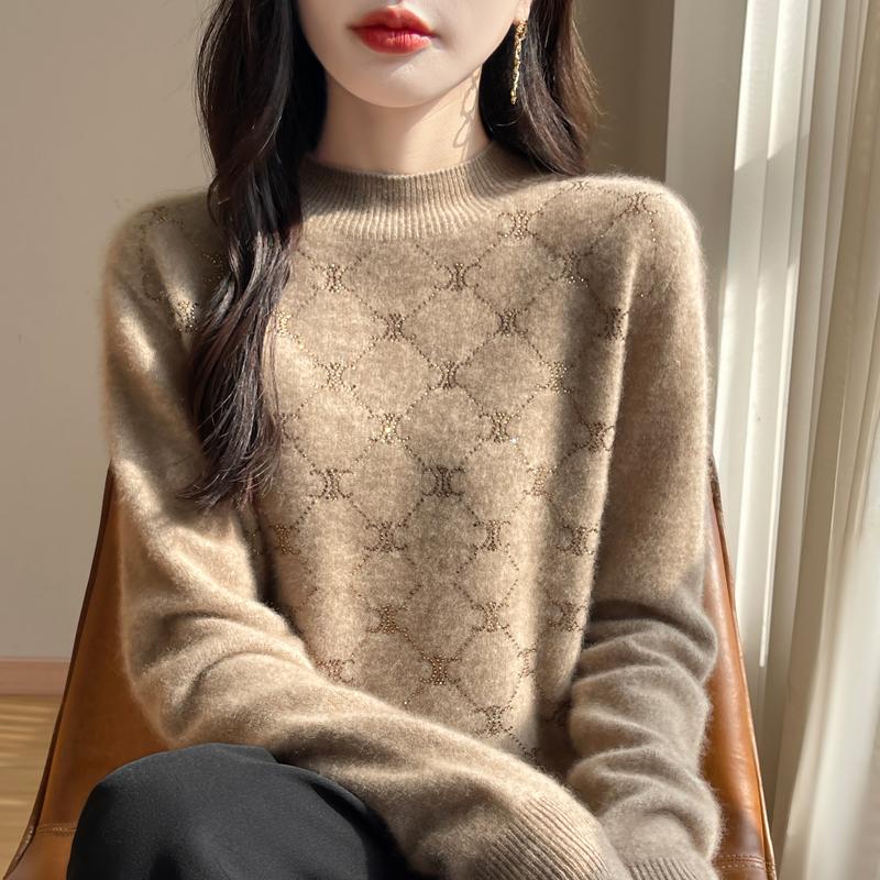 Women's Cashmere Sweater Qinghe Cashmere 30% Cashmere 70% Wool Autumn and Winter Pullover Warm and Fashionable