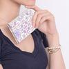 [Asakusa Bunko] Yuzen-dyed Card Case, Business Card Holder, Hanabishi Pattern, Genuine Leather, Edo Komon, Made In Japan, Light Blue (Asagi)