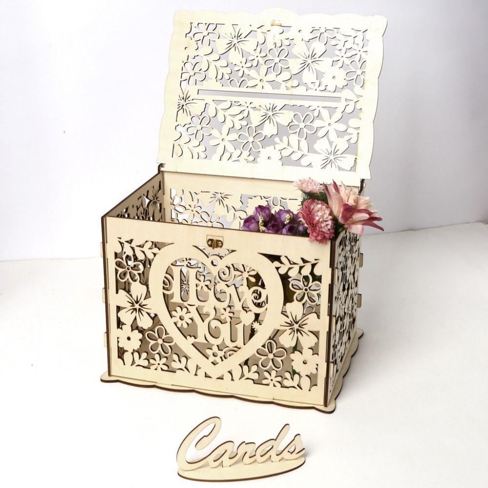 25*20*18.3 CM Hollow Sign-in Box Natural Colour Wedding Money Box Holder Wedding Card Box  Party