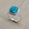 Bague femme en argent sterling Turquoise 925, bague faite à la main en pierre précieuse coussin