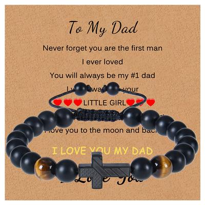 European and American Frosted Stone, Tiger's Eye Bead, Woven Bracelet, Stars, National Flag, Cross Bracelet, Gift for Father, Card Bracelet