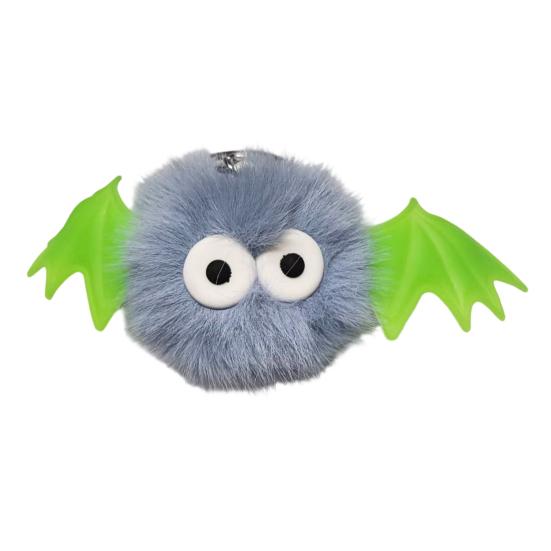 Holiday Gift for Men Halloween Bat Plush Keychain, Cute Devil Furry Pendant Funny Bag Decoration Keys, Vintage Silver Alloy Key Ring, Spooky