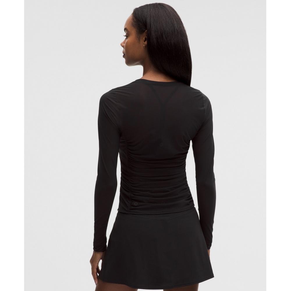 Lululemon Mesh Ruched Long Sleeve Shirt Black