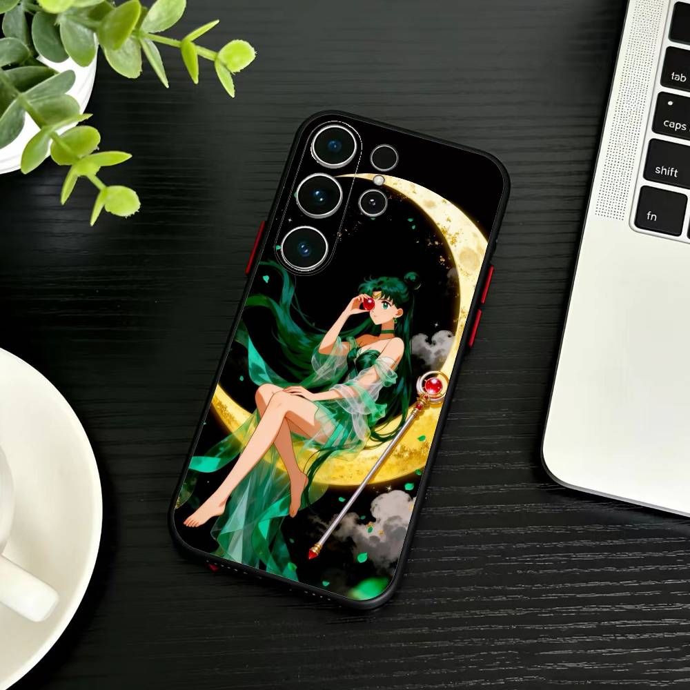 Handyhülle mit Sailor-Moons-Motiv für Samsung S26, S25, S24, S23, S22, S30, S21, Ultra, Plus, FE 5G, Schwarz, Weich