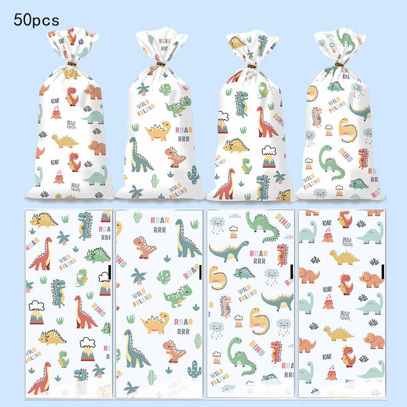 

50 шт. подарочный пакет с изображением динозавра из мультфильма, упаковка для конфет, печенья, детский день рождения, упаковка для закусок, принадлежности для детского душа other