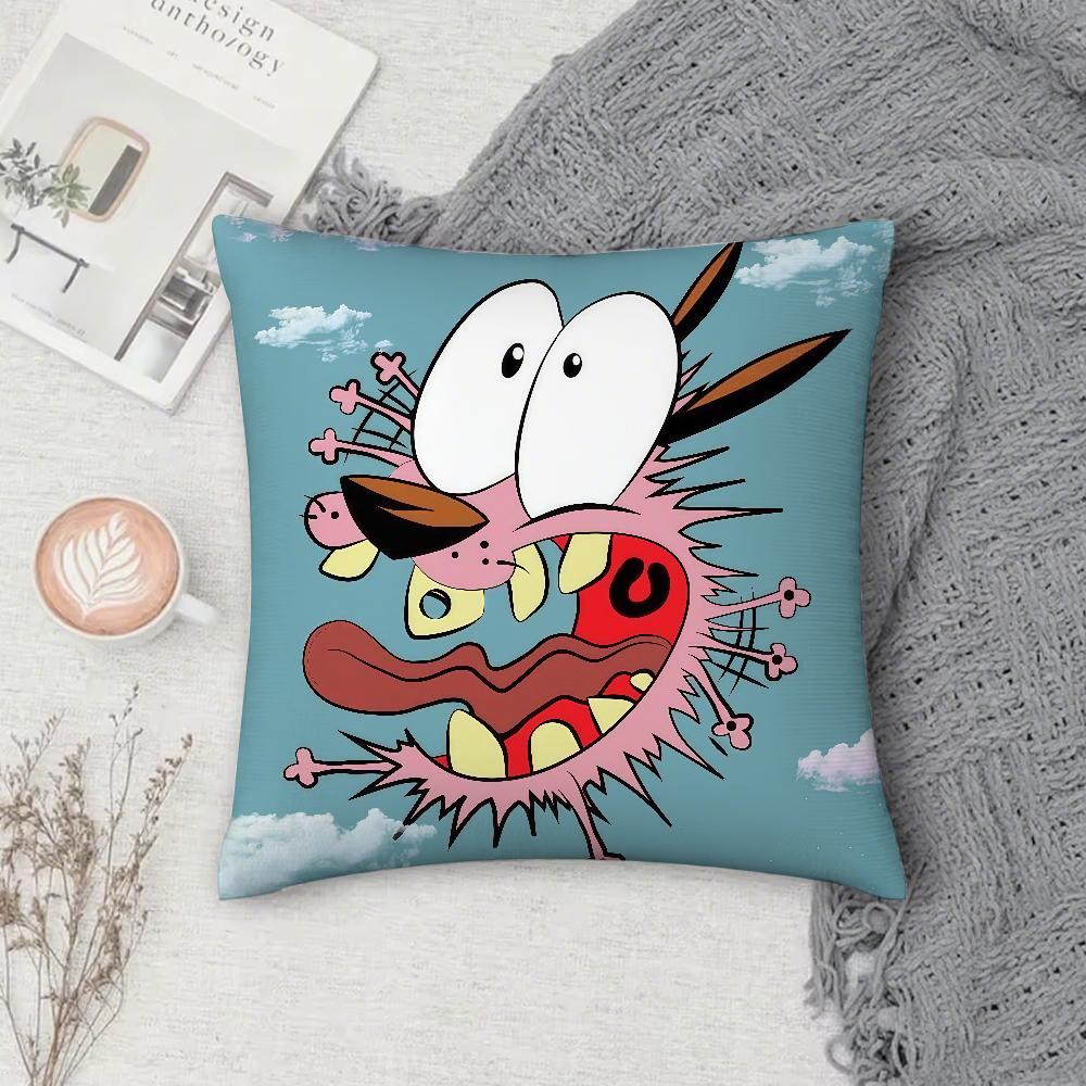 Cartoon CCourage CCowardly Dog Pillow Case Square DoubleSided Printing Sofa Cushion Cover Pillowcase Bedroom Bedside