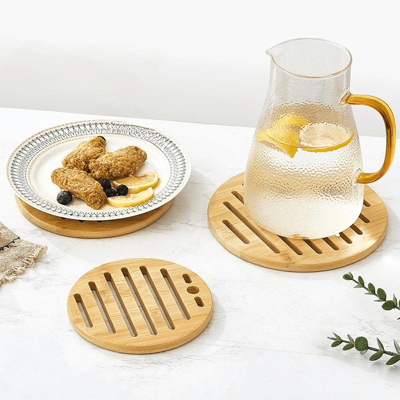 1pc Heat-Resistant Wooden Trivet Mat for Dining Table - Non-Slip, Durable Kitchen & Dining Table Protector with Ergonomic Handle