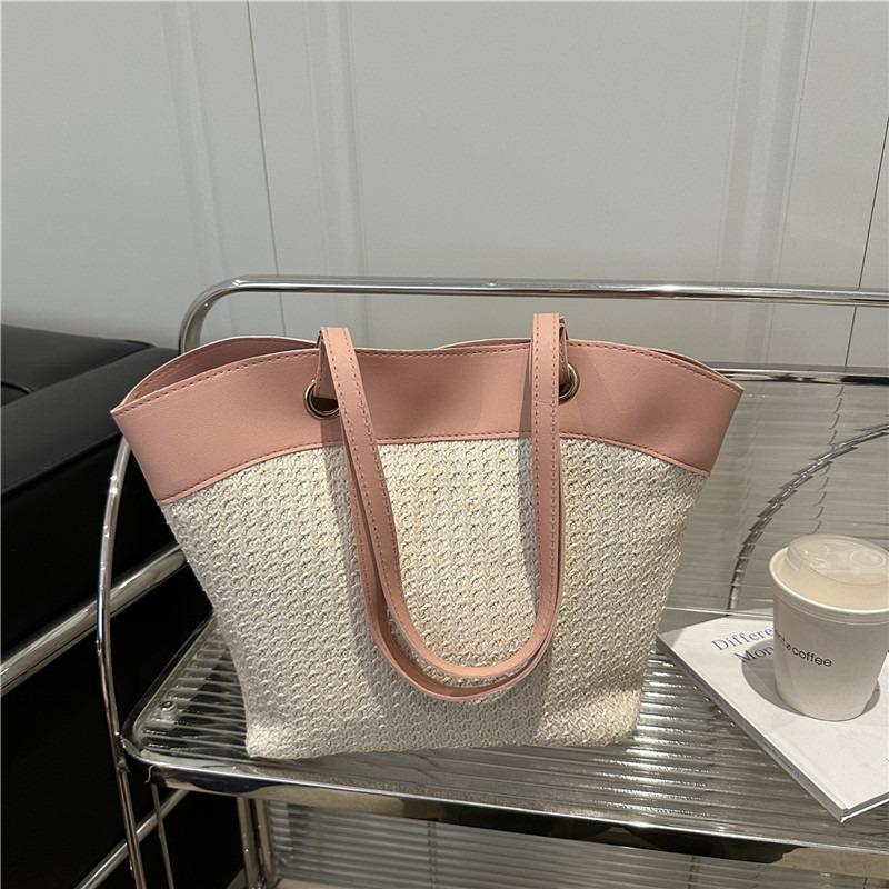 Large capacity casual woven bag women's summer straw bag seaside vacation beach bag versatile commuter shoulder bag