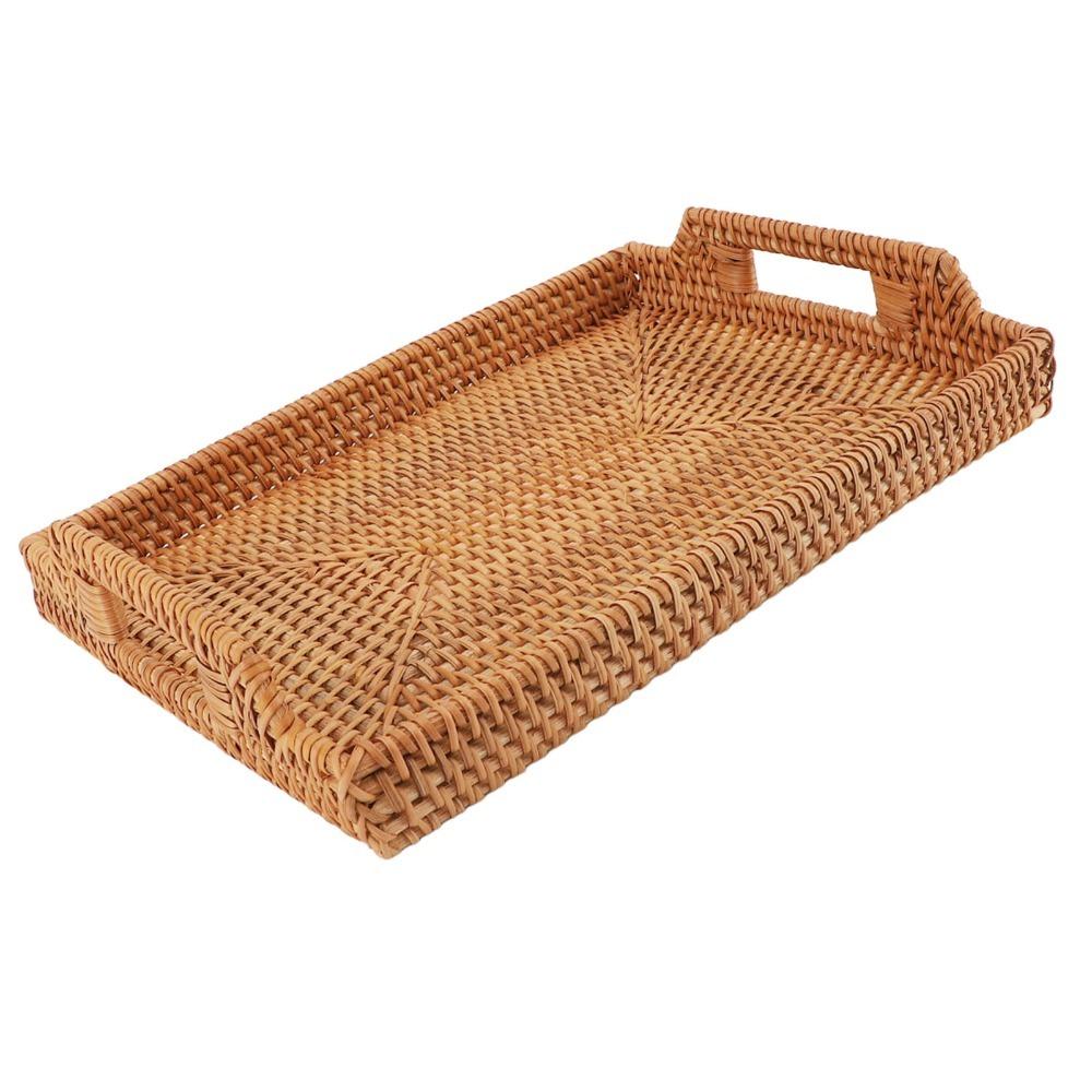 Side Handles Tray with Handles Woven Craft Decorative Tray Easy To Carry Serving Tray Living Room