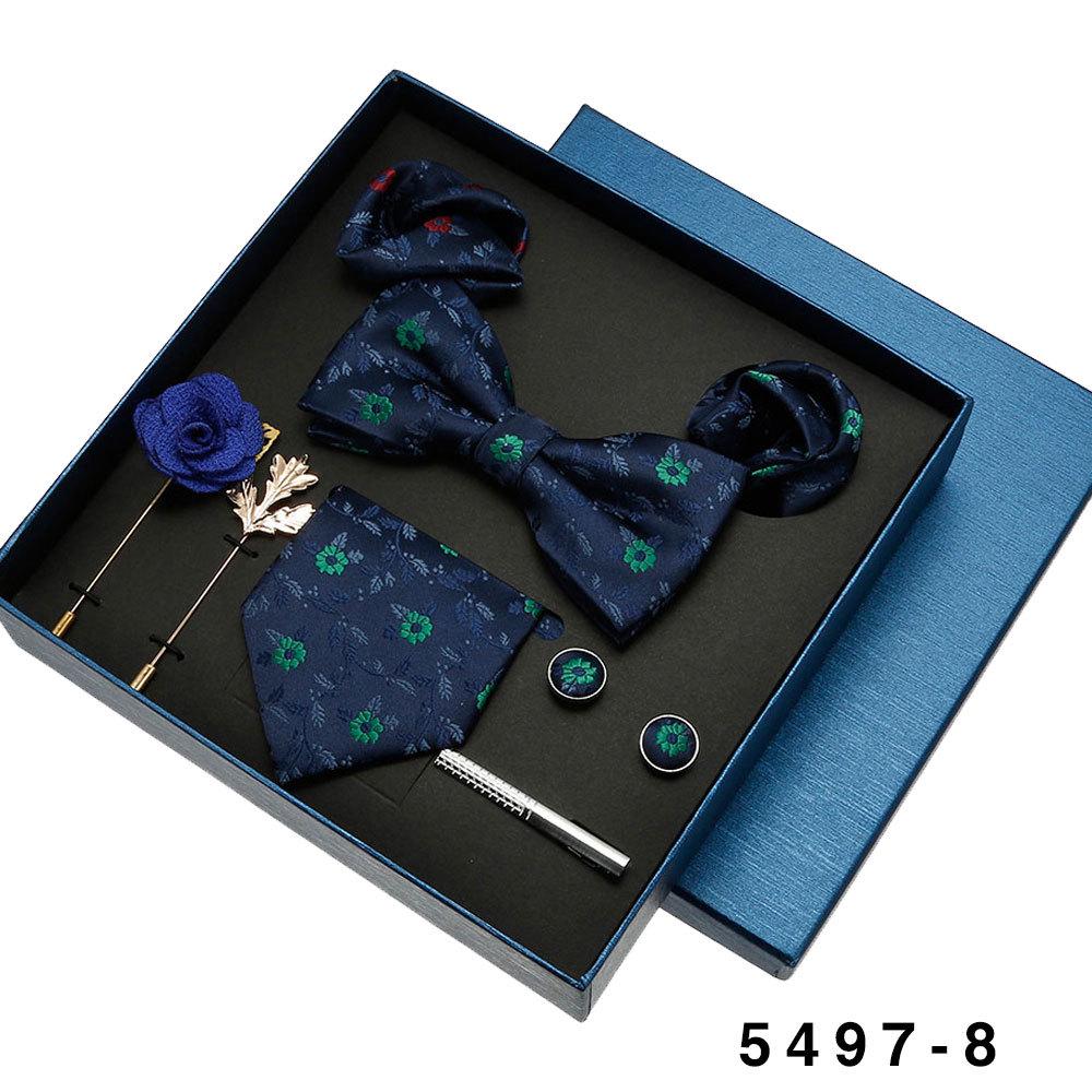 Men's Formal Tie & Pocket Square Eight-Piece Gift Set - High-End Wedding & Business 