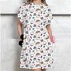 Vestido Camiseta Casual de Manga Corta para Mujer Estampado Vintage de Hello Kitty Vestido Mini Holgado Vestido Mini Elegante y Sencillo Ropa de Calle Vestido de Verano
