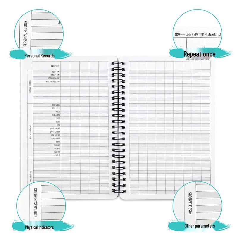 English Daily Fitness Plan & Exercise Check-in A5 Coil Notebook