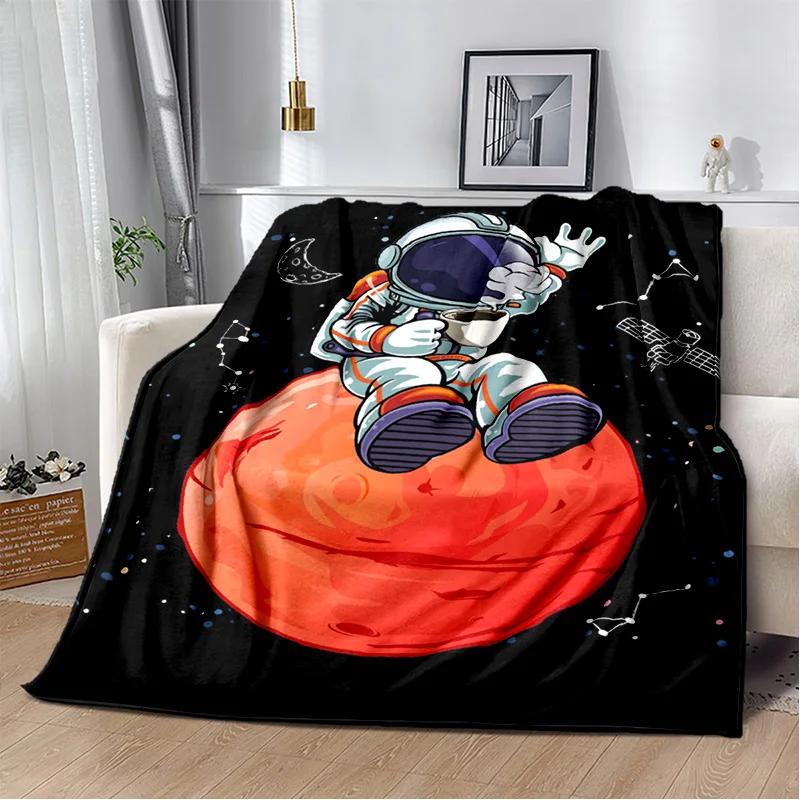 3D Outer Space Astronaut Universe Spaceman Cartoon Blanket,Soft Throw Blanket for Home Bedroom Bed Sofa Office Cover Blanket Kid