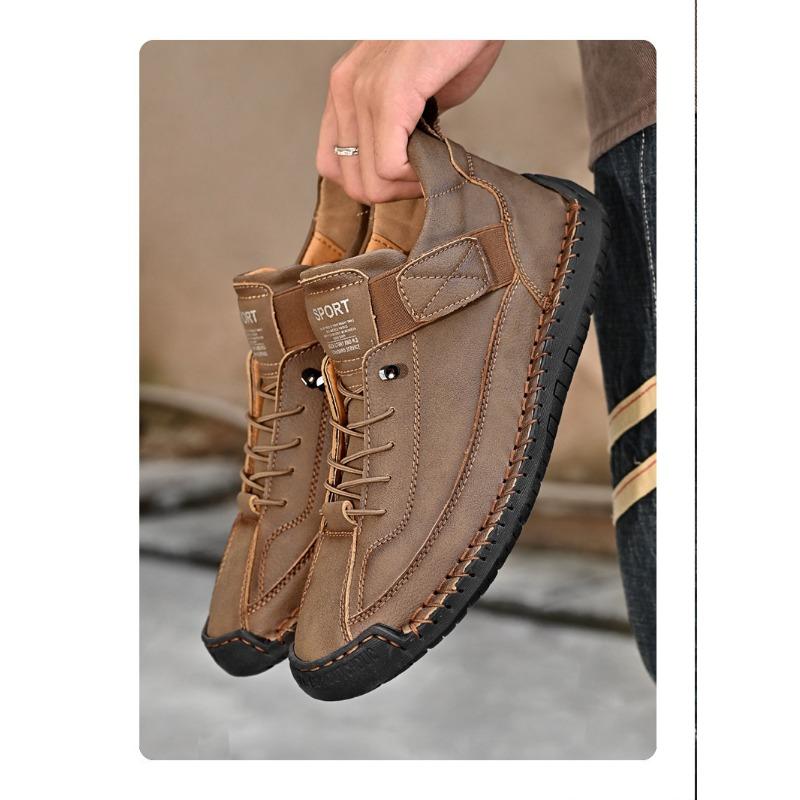 Men's Casual Leather Shoes,Ankle Boots Lightweight Loafers,Mid Top Walking Driving Shoes