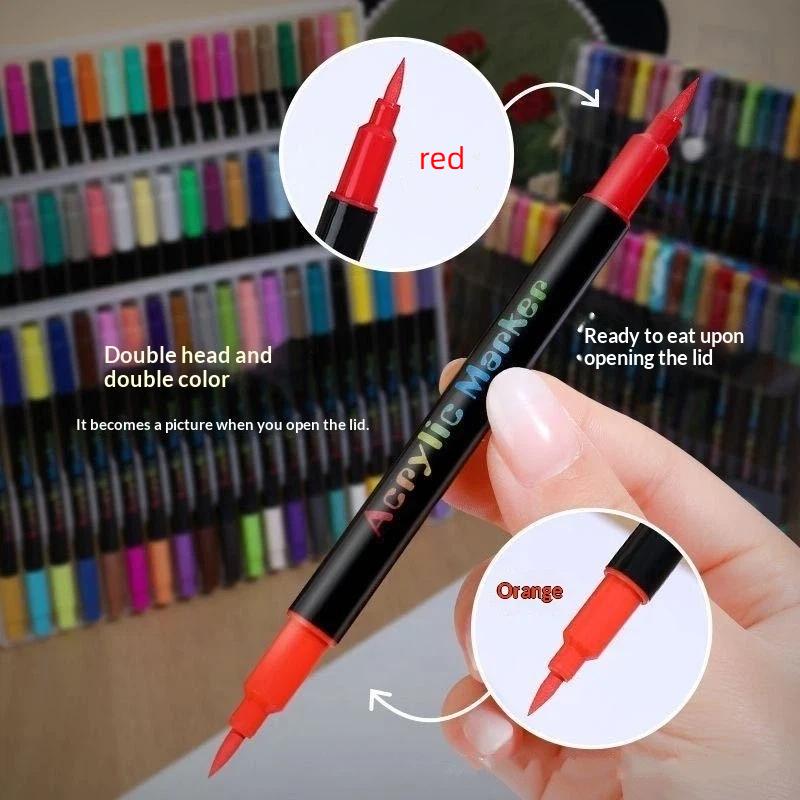 120 Colors Dual Tip Acrylic Paint for Canvas Perfect Choice for Detailed Drawing Work