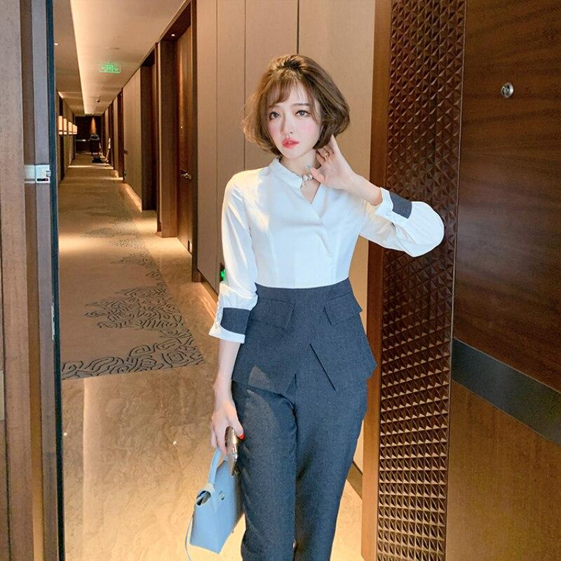 Pantaloni da donna Set da 2 pezzi Eleganti abiti da donna da ufficio Hit  Color Camicetta e pantaloni Set di moda acquista in modo economico —  spedizione gratuita, recensioni reali con foto — Joom