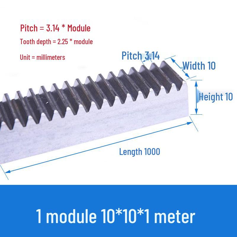 

Модульная прямая рейка-направляющая с зубчатой передачей (Модули от 1,5 до 6, Нестандартные)