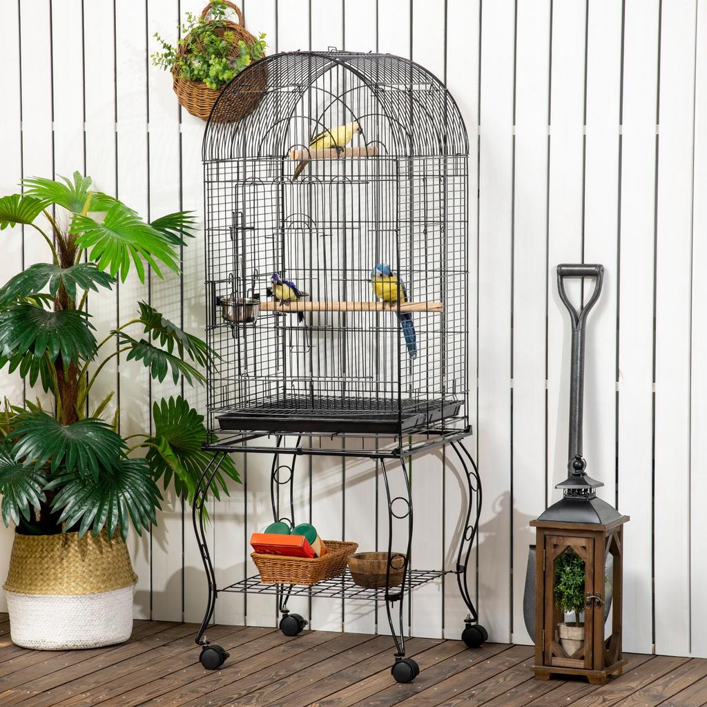 1.53 M Bird Cage Pet Viary Feeding Stand With Wheels Perch