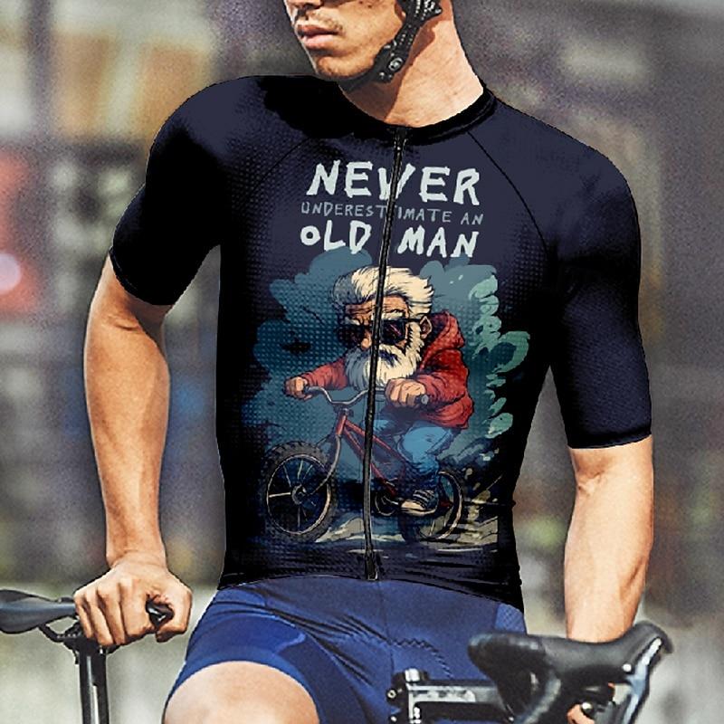 Herren Radtrikot Design Unterschätze nie den alten Hasen Kurzarm Rad-T-Shirt Mountainbike MTB Feuchtigkeitstransportierend Atmungsaktiv Sportbekleidung