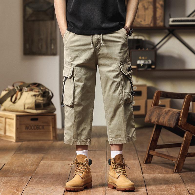 Summer Trendy Overalls Men's Casual Loose Retro Eight-point Pants Men's High-end Pants Men's Clothing