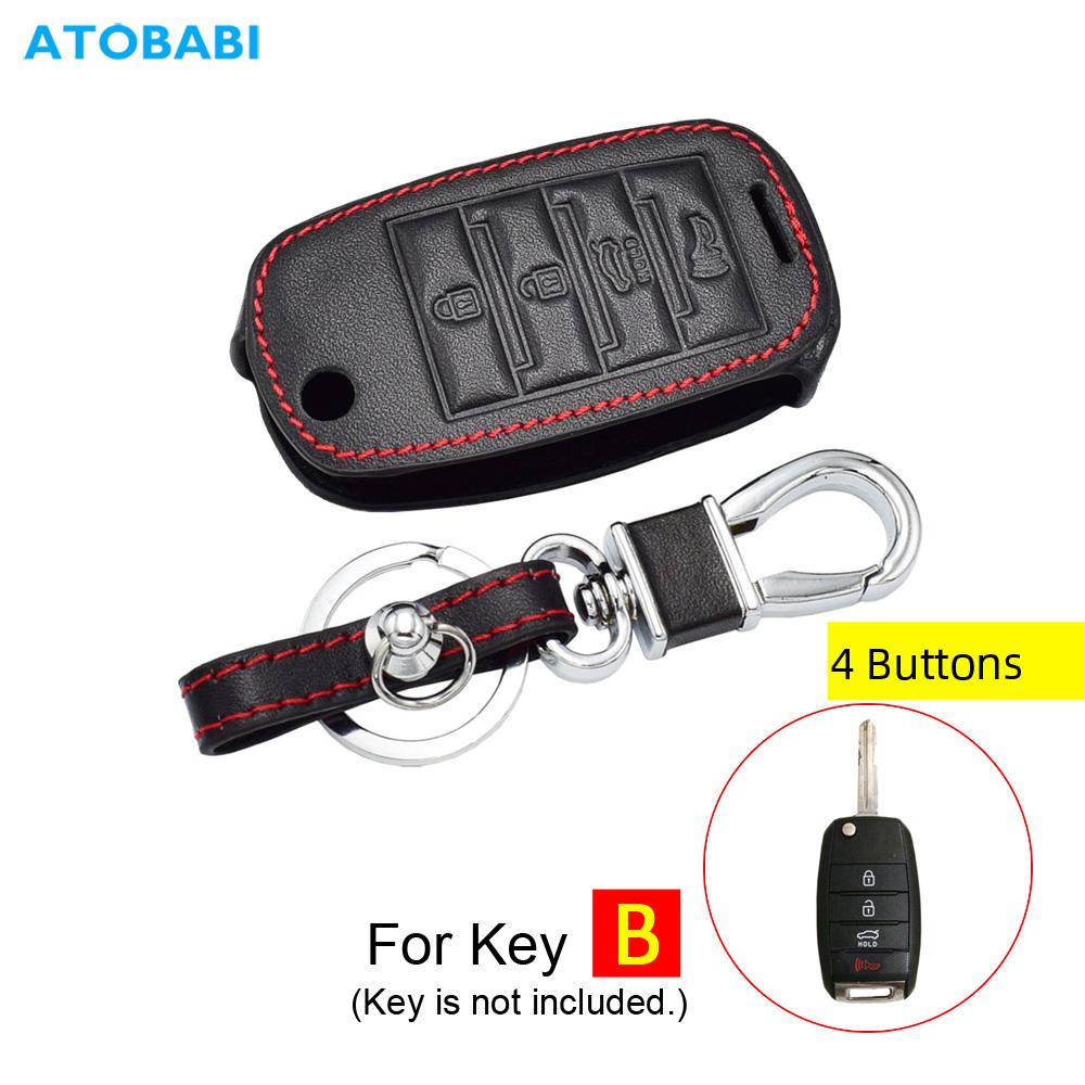 Leather Car Key Case Remote Key Cover For Kia Rio Sorento Optima Forte Niro Soul Sedona Sportage Ceed K3 Cerato Seltos Accessory