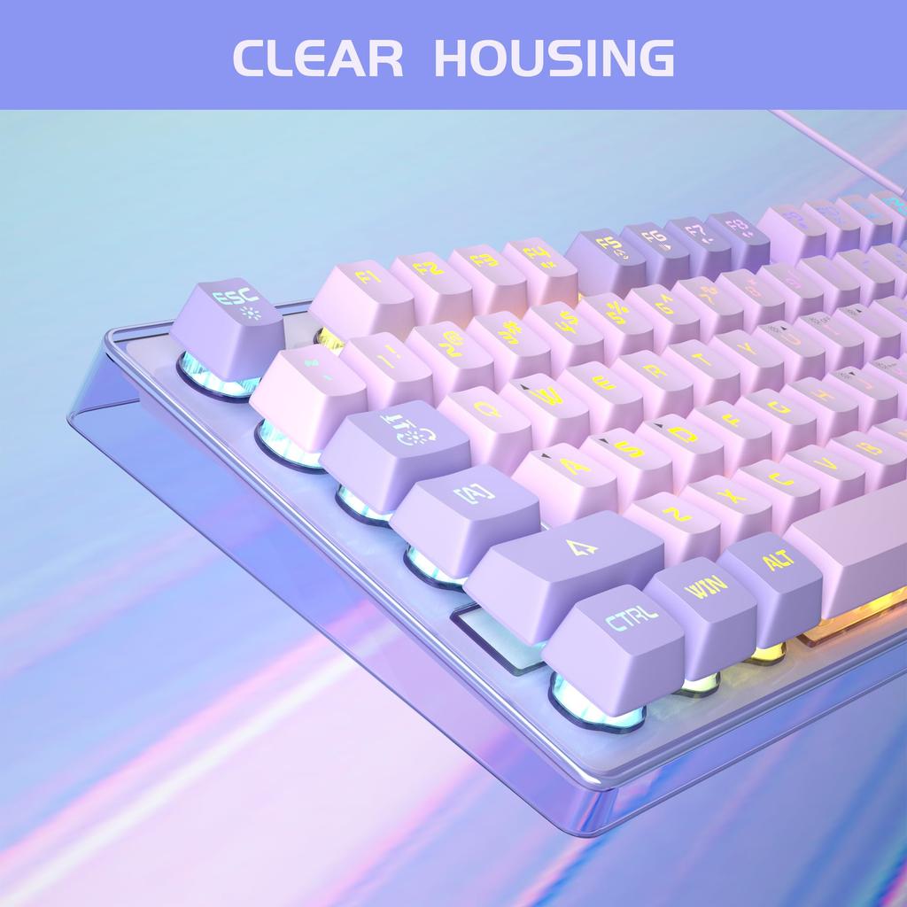 K1 RGB LED Backlit Wired Gaming Keyboard and Mouse Combo with 104 Keys for Computers, PCs, and Laptops (Purple)