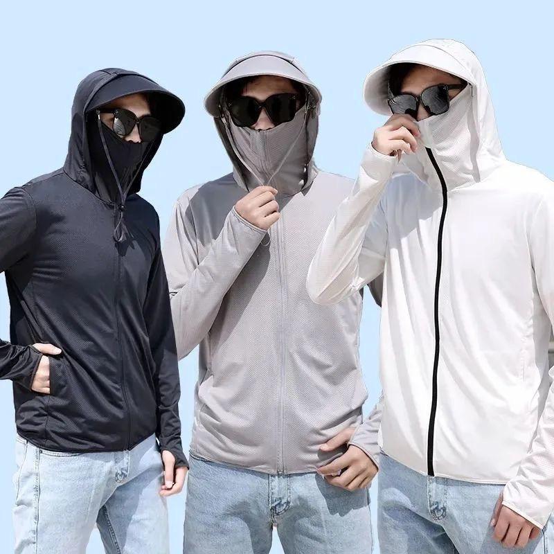 Men's Ultra-Thin Ice Silk Hooded Windbreaker: Breathable Sun Protection Jacket for Summer & Fishing