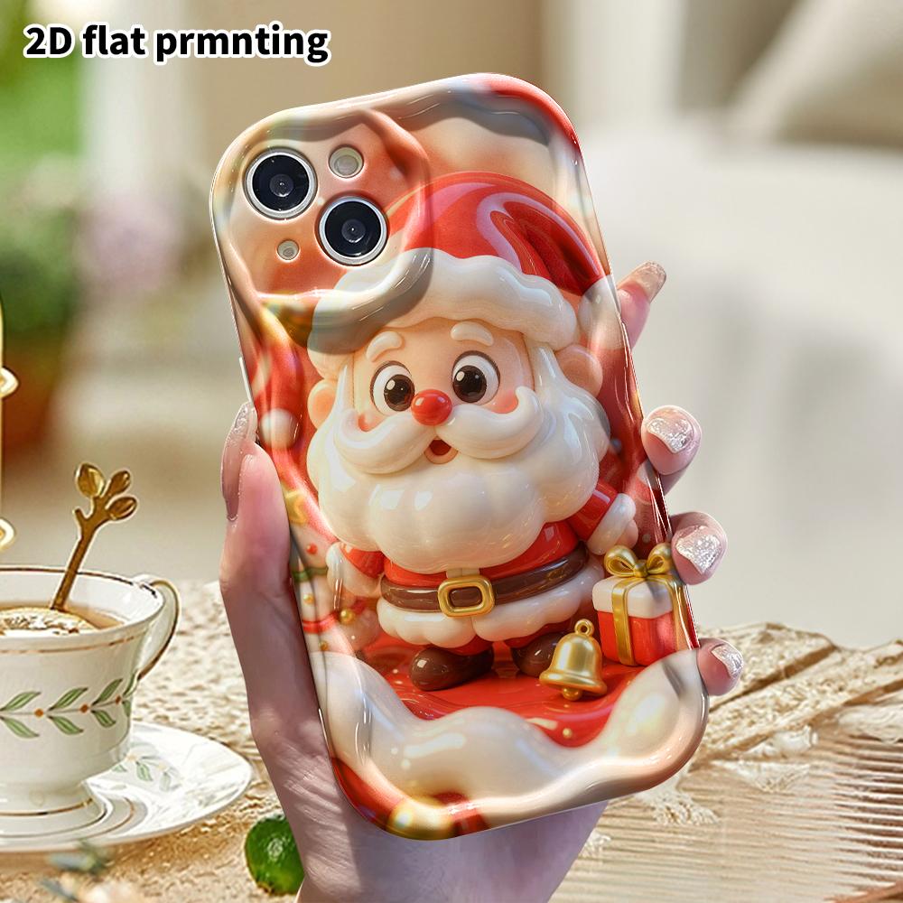 Phone Case: 2D Flat Design Suitable for iPhone 18 17 16 15 14 13 Pro Protective Case, Santa Claus, Christmas and Halloween, Perfect Holiday Gift