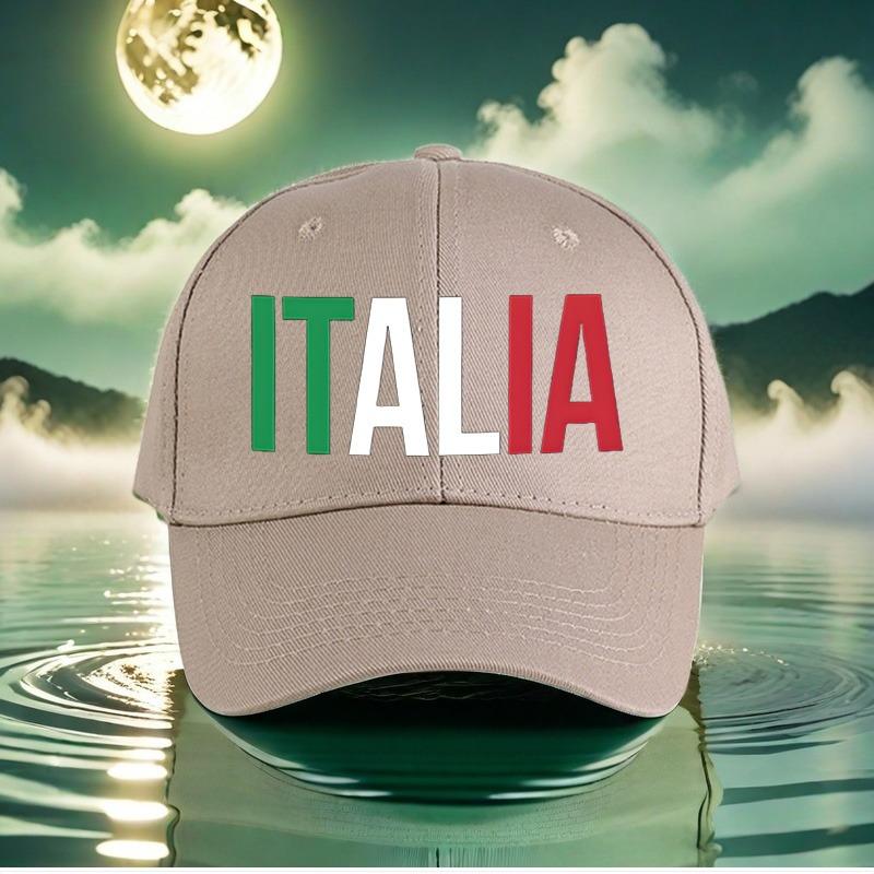 Italia Graphic Baseball Cap Unisex Black Peaked Hat with Italian Flag Design Perfect Travel Street Fashion Sports Outdoor Fun