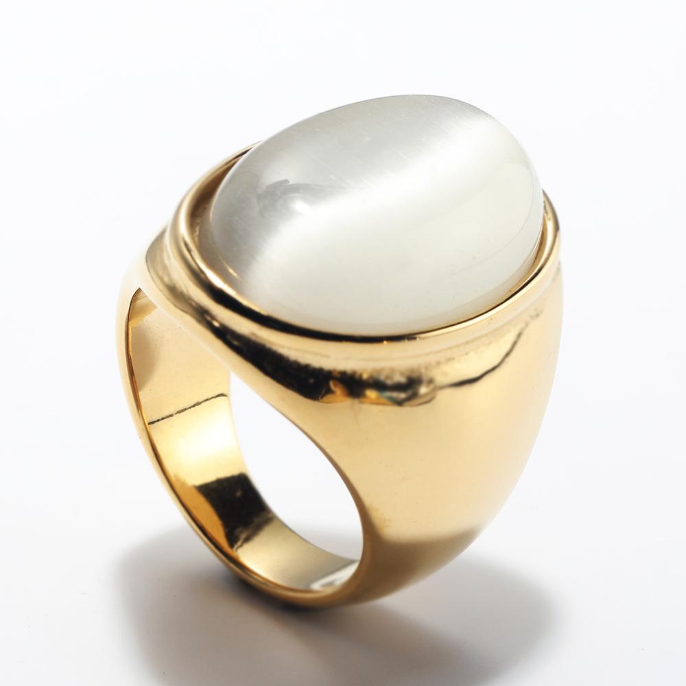 Luxury Gemstone Ring for Men Personalised Hip Hop Steel Titanium Jewellery Black Gold Silver Rock Hipster Street Finger Ring