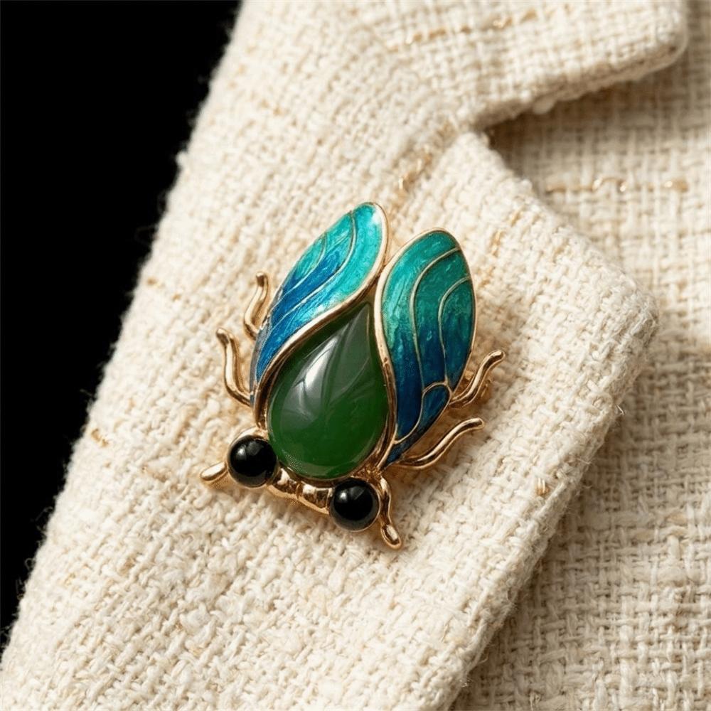 Chinese Style Cicada Brooch Real-like Enamel Brooch Vintage Insect Lapel Pin Gifts