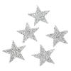 5 Pcs Star Iron On Patches 6cm Silver Resin Shiny Rhinestone Five Pointed Star Hot Melt Adhesive