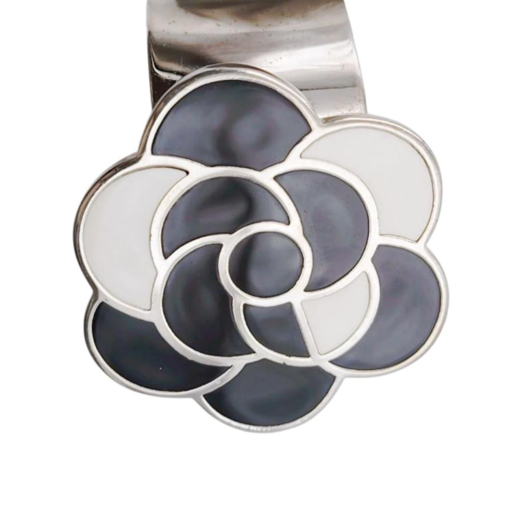 CHANEL 98P with blisters Camelia Bangle metal Black x white Women Used