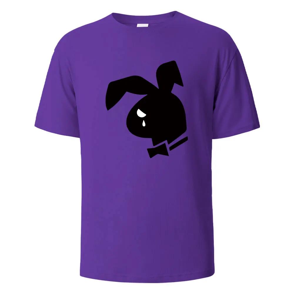 Weep Rabbit Street Lustiges T-Shirt Für Herren Mode Lässig Locker Baumwollkleidung Basic Oberteil Rundhals Atmungsaktives T-Shirt Hip Hop T-Shirts